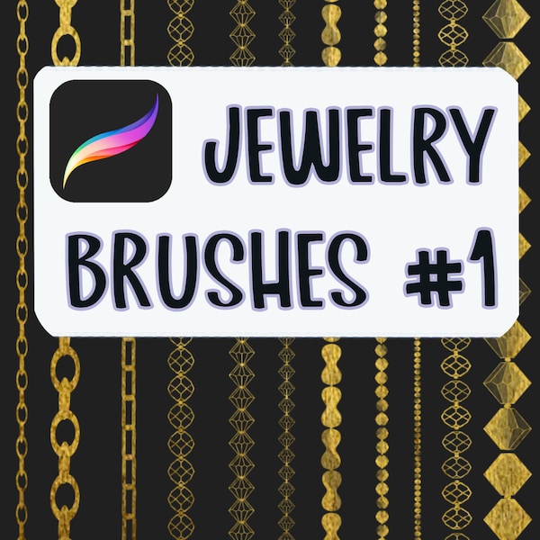 Jewelry Brushes for Procreate: 10 Chain Brushes + 5 Charm Stamps and 4 Bead Stamps for Fashion and Jewelry Design