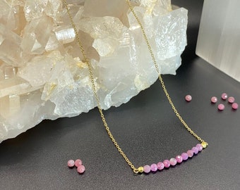 Ruby Minimalist Necklace, Silver or Gold, July Birthstone