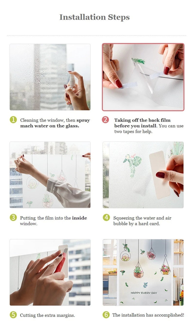 Modern Decorative Window Privacy Film Non Sticky Static Cling Etsy