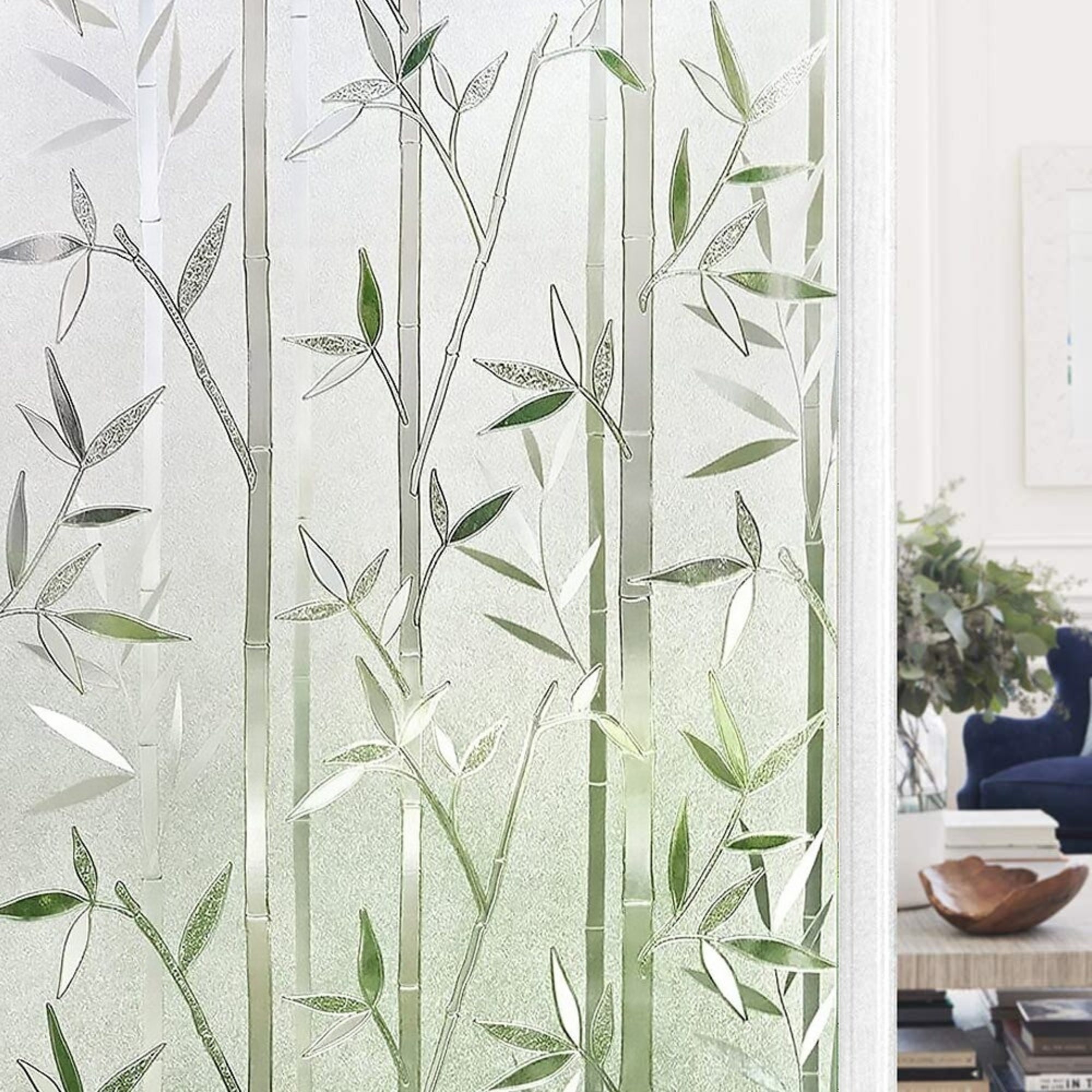 Bambus Blätter Sichtschutz Fensterfolie, statisch selbstklebend