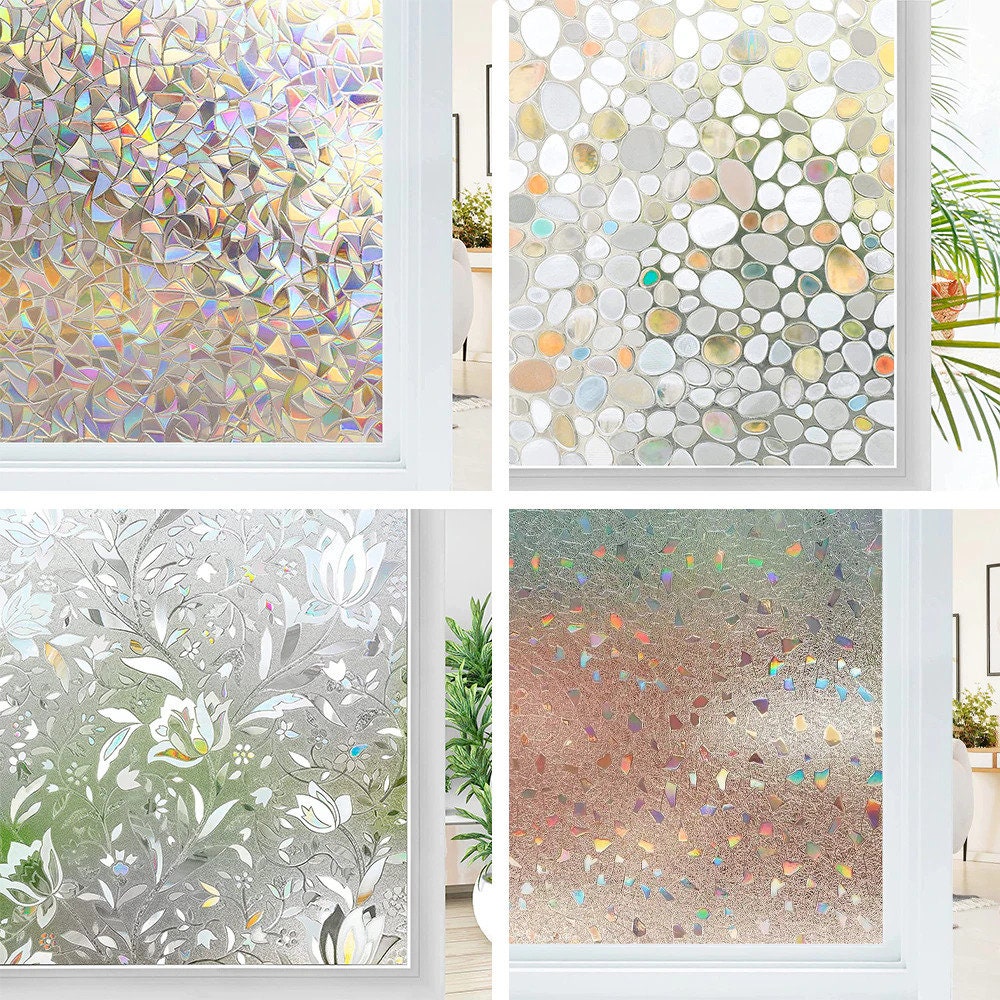 Window Privacy Film Stained Glass Rainbow Clings Window Tinting