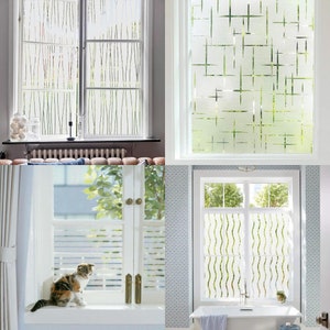 3D Glass Privacy Window Film, Decorative Frosted Window Vinyl for Office & Home, Self Adhesive Non Sticky Glass Stickers