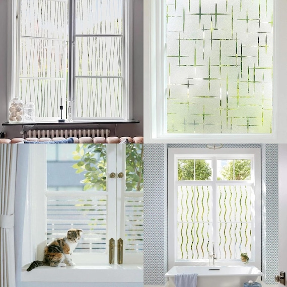 3D Sichtschutz-Fensterfolie, dekorative gefrostete Fensterfolie für Büro und Zuhause, selbstklebende, nicht klebrige Glasaufkleber