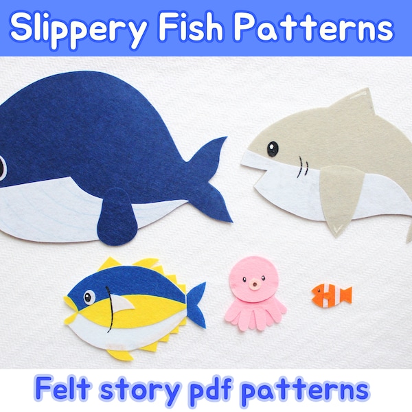 Slippery Fish Felt Story Patterns / Slippery Fish PDF Patterns /PDF Pattern Only / Instant Download Felt Board Pattern