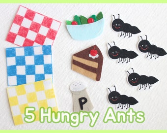 5 Hungry Ants Felt Set / Five Hungry Ants Flannel Board Set / Spring /Preschool / Toddler/ Library Story time