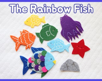 Rainbow Fish Felt Story / 'The Rainbow Fish' Story Flannel Board Set / Fish / Ocean / Summer /Preschool /Library story time