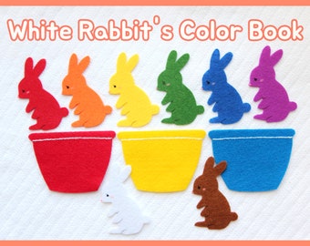 White Rabbit's Color Book Felt Set / Rabbits & Colors Flannel Board Set / Spring / Easter /  Preschool / Toddler