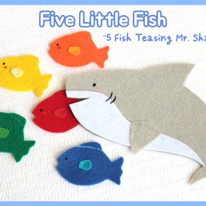 Five Little Fish Felt Story Set / 5 Little Fish Teasing Mr Shark Flannel Board Set / Preschool / Toddler