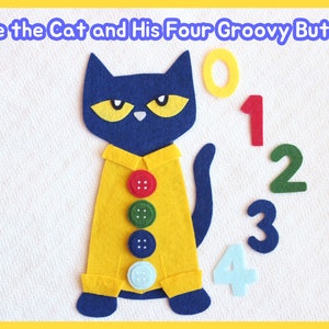 Pete the Cat and His Four Groovy Buttons Felt Story Set / Pete the Cat Flannel Board Set / Preschool / Toddler / Library Story time