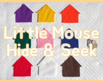 Little Mouse Hide And Seek Felt Set /  Little Mouse Activity & Game Set / Mouse and Houses Flannel Board Set / Preschool / Toddler