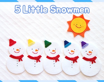 Five Little Snowmen Felt Story / Snowmen Flannel Board Set / Winter / Christmas Felt Story /Preschool /Library story time