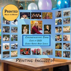 Custom Graduation Photo Board, Class of 2025, Printed & Shipped FAST!  Only 24.99 for a photo collage of your grad! (tri-fold not included)