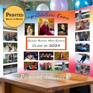 Custom Graduation Photo Board, Class of 2024, Printed & Shipped FAST!  Only 24.99 for a photo collage of your grad! (tri-fold not included)