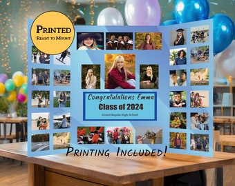 Custom Graduation Photo Board, Class of 2024, Printed & Shipped FAST and FREE (tri-fold not included)