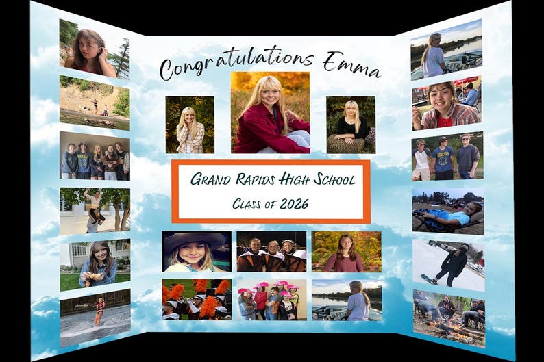 Photo Board Grad Custom Graduation Photo Board, Printed Tri-fold Poster - Etsy