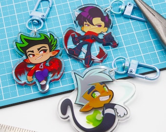 Llavero acrílico de héroes; Danny Phantom, Jake Long, Randy Cunningham, Ben 10; llaveros de doble cara de 5 cm (2 pulgadas)