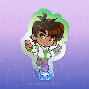 Ben 10 OV - Aro Pride Vinyl Sticker; Glitter Holo Vinyl Sticker Aromantic