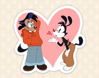 Adhesivo Yax / Adhesivo de vinilo resistente al agua de 3"; Fanmade de Max Goof x Yakko Warner