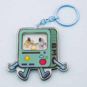 BMO Shaker Acrylic Charm Keychain ; Adventure Time with Finn and Jake 3&quot; Keychain Charm