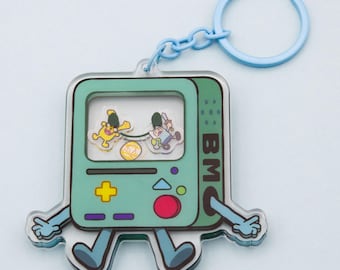 BMO Shaker Acrylic Charm Keychain ; Adventure Time with Finn and Jake 3" Keychain Charm