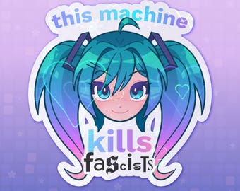 Pegatina de máquina destructiva; pegatina de vinilo impermeable de 6,35 cm inspirada en Hatsune Miku