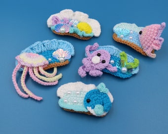 Crochet embroidery Sea Animal Knitted hair clips barrettes hair accessories