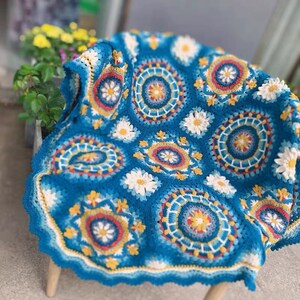 Crochet Blanket Boho Floral Handmade Kids Room Blanket For Baby Showers, Housewarming, Ded Decorations and Photos image 2