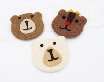 Cute Handmade Wool Felt Animal Bear Coffee Cup Mug Table Mat Coasters Set of 3