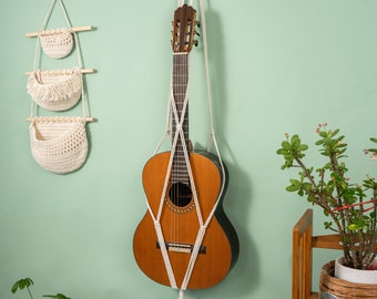 Hand-woven Guitar Storage Collect Display Stand Macrame Wall Hanging Rope