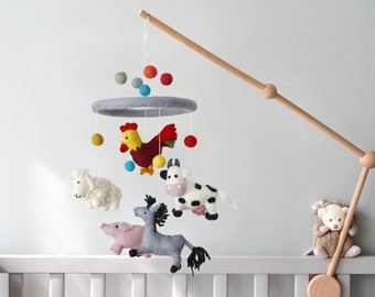 vertrouwen winkelwagen Ook Handmade Wool Felt Animal Baby Crib Mobile for Nursery Room & - Etsy