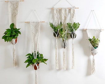 Handmade Cotton Macrame Rope Plants Hanging Pots Holder Stand Hangers