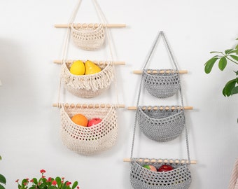 Fruits, Vegetable, Storage Organize Bag Macrame Wall Hanging