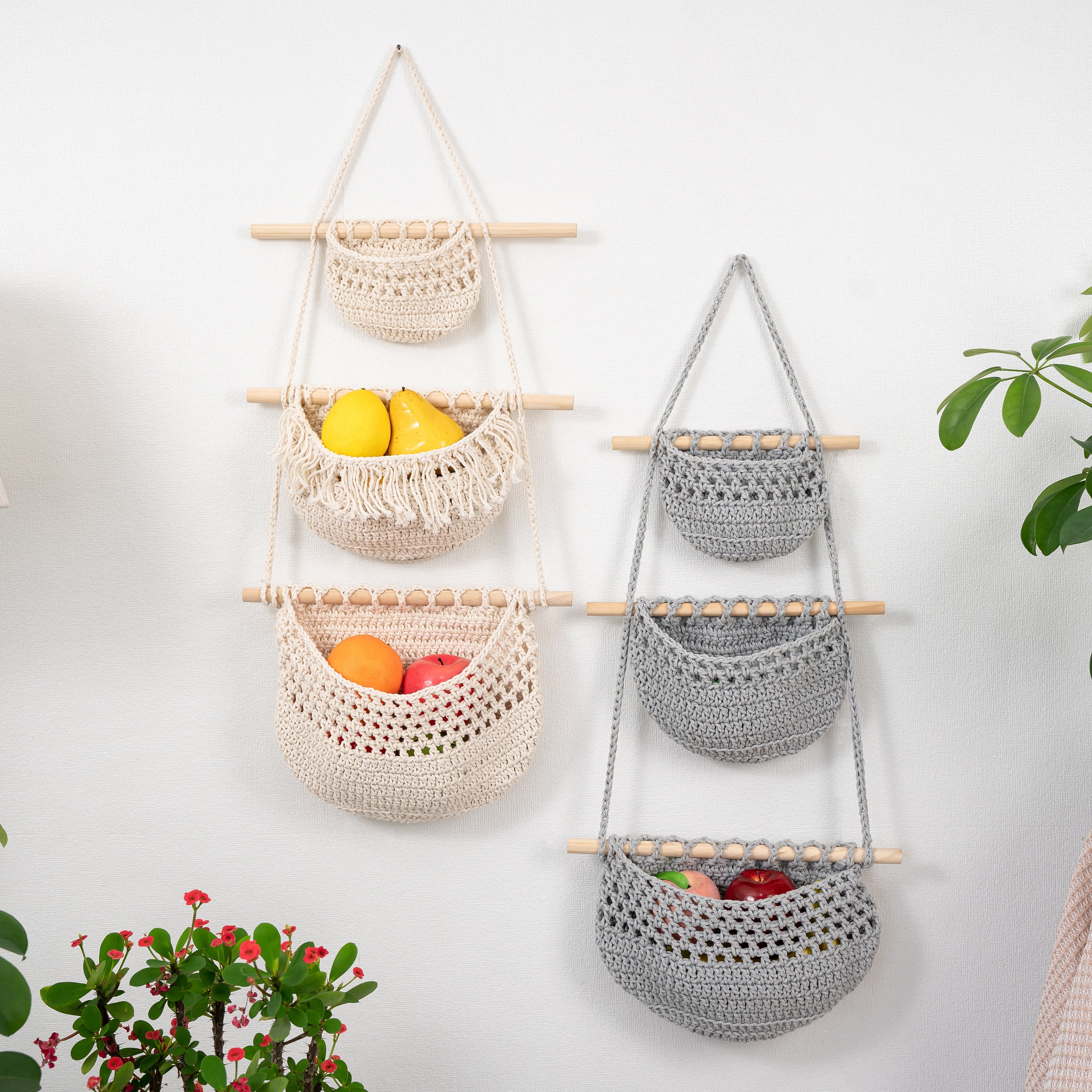 TIMEYARD Macrame Storage Baskets for Toilet Paper, Small Decorative Shelf  Baskets for Bedroom, Bathroom, Living room