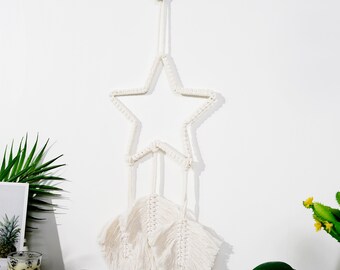 Hand Woven Tapestry Macrame Tassel Wall Hanging Decoration -  Star