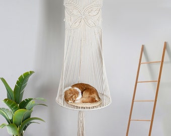 Wall Hanging Butterfly Cat macrame - Indoor Cat Bed, Cat Swing, Cat Nest