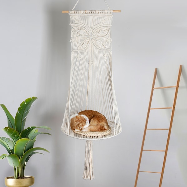 Wall Hanging Butterfly Cat macrame - Indoor Cat Bed, Cat Swing, Cat Nest