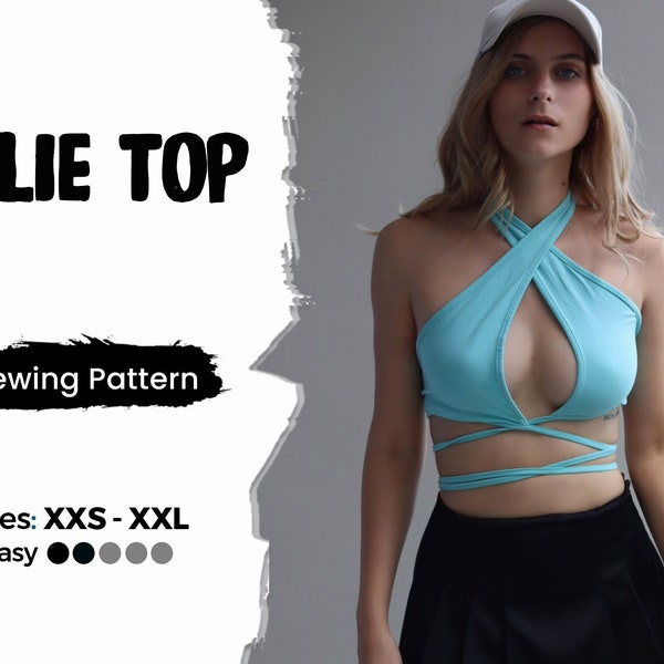 Twist Halter Top Sewing Pattern, Crop Top Sewing Pattern, Easy Crossover Top, Girls Summer Shirt, Beginner Teen Crop Top, Tie Top