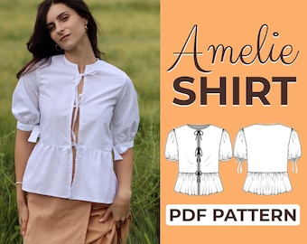 Puff Sleeve Blouse Sewing Pattern | Boho Milkmaid Top | Easy Beginner Pattern + Easy Illustrated Tutorial | XXS - XXXL | A0, A4 & US Letter