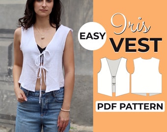Tie Top Sewing Pattern | Coquette Top Blouse Pattern | Easy Beginner Pattern + Easy Illustrated Tutorial | XXS - XXXL | A0, A4 & US Letter