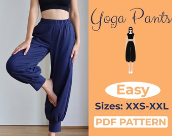 Harem Pants Sewing Pattern, Yoga Pants, Super Comfortable and Easy Baggy Pants, XXS - 7XL, A0, A4 & US-Letter + Detailed Instruction