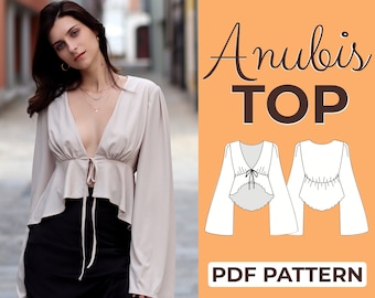 Long Sleeve Blouse Sewing Pattern | Cottagecore Boho Blouse | Pattern + Detailed Illustration Instruction | XXS - XXXL | A0, A4 & US-Letter