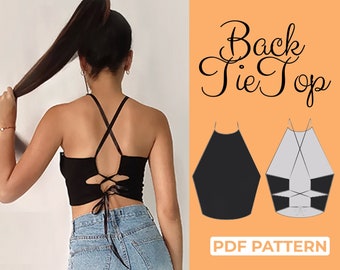 Girls Crop Top Sewing Pattern | Halter Top Sewing Pattern |  Easy Beginner Sewing Pattern | XS-XL | PDF A0, A4, Us-Letter Download