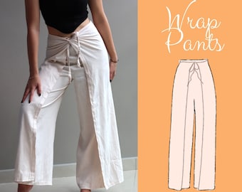 Pantaloni Palazzo Wrap Cartamodello, Incredibili Pantaloni Avvolgenti in Lino Comodi e Facili, Pantaloni Palazzo, Pantaloni Estivi a Gamba Larga da Donna, a Vita Alta