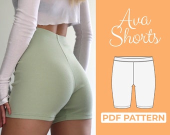 Rib Booty Shorts Sewing Pattern, Biker Pants, Bodycon Lounge short, Sport Pants,  Fitness pattern, Underwear pattern, XXS - XXL PDF Download