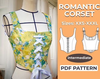 Patrón de costura de corsé renacentista romántico / XXS - XXL / A0, A4 y patrón PDF con letras estadounidenses + instrucciones detalladas