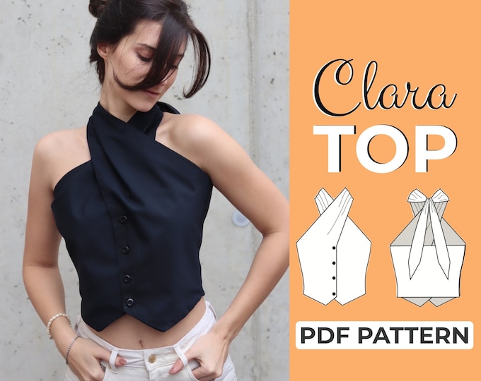Halter Top Sewing Pattern | Wrap Top Bustier Pattern | Easy Beginner Pattern + Easy Illustrated Tutorial | XXS - XXXL | A0, A4 & US-Letter