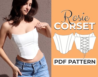 Patrón de costura de corsé overbust / Patrón de corpiño superior Bustier / Patrón + Instrucciones de ilustración detallada / XXS - XXXL / A0, A4 y US-Letter