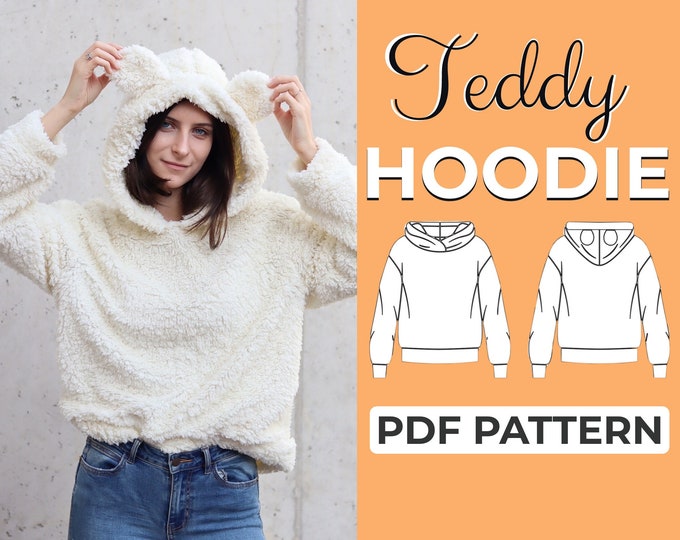 Hoodie With Ears Sewing Pattern | Kawaii Hoodie Pattern | Pattern + Detailed Illustration Instruction | XXS - XXXL | A0, A4 & US-Letter