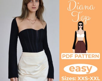 Bolero Shrug Sewing Pattern, Shrug With Long Flare Sleeves, XXS - XXL Shrug Pattern For Women, A0, A4, US-Letter + Easy Instruction