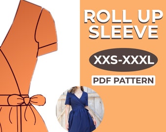 Roll Sleeve Sewing Pattern, Easy Pattern in A0, A4 & US-Letter Version + Detailed Instruction, XXS - XXXL
